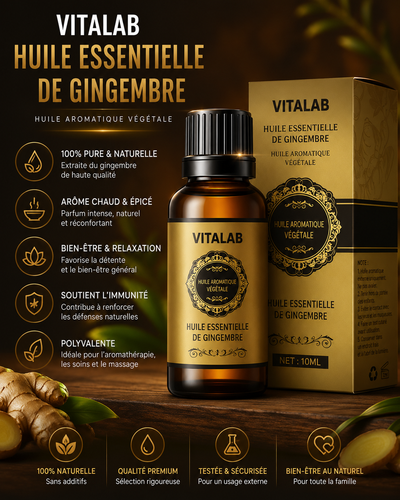 Huile Essentielle de Gingembre Naturelle VitaLab (100 ml)