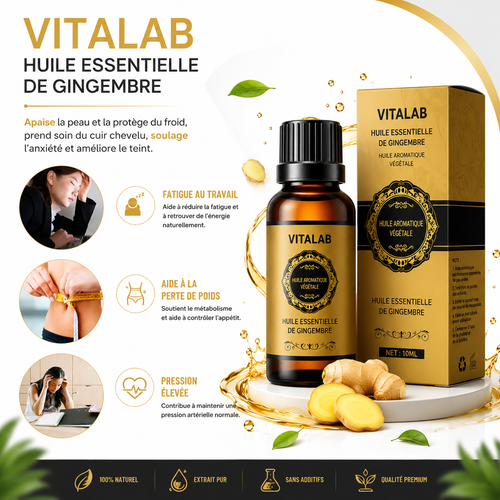 Huile Essentielle de Gingembre Naturelle VitaLab (100 ml)
