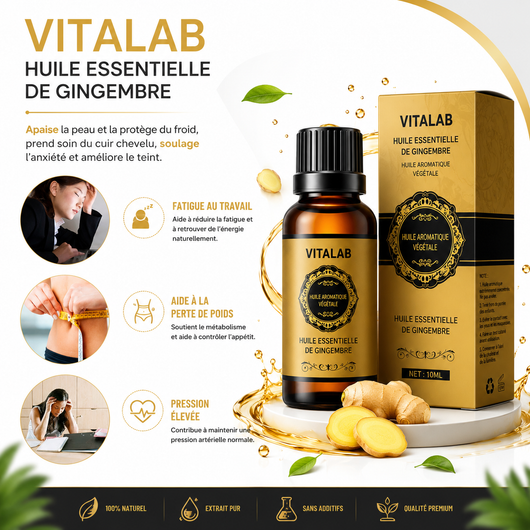 Huile Essentielle de Gingembre Naturelle VitaLab (100 ml)