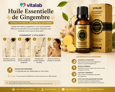 Huile Essentielle de Gingembre Naturelle VitaLab (100 ml)