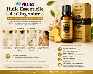 Huile Essentielle de Gingembre Naturelle VitaLab (100 ml)